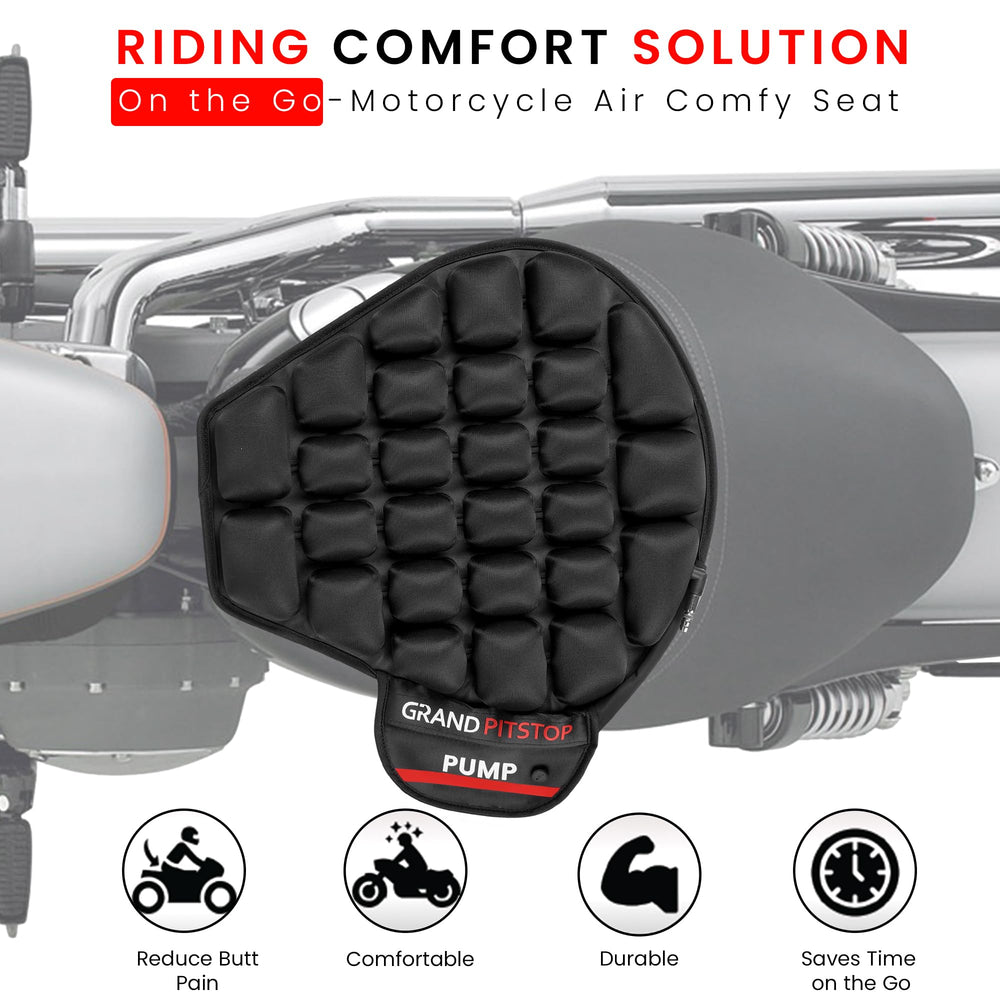 GRAND PITSTOP bubble air pads provide adjustable softness for varied rider preferences.