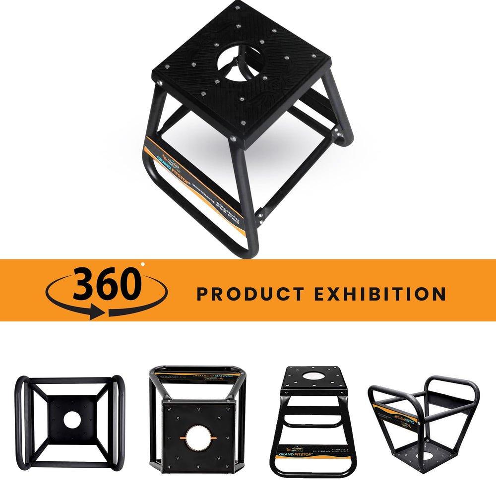 GRAND PITSTOP detachable stand demonstrating compact storage and portability