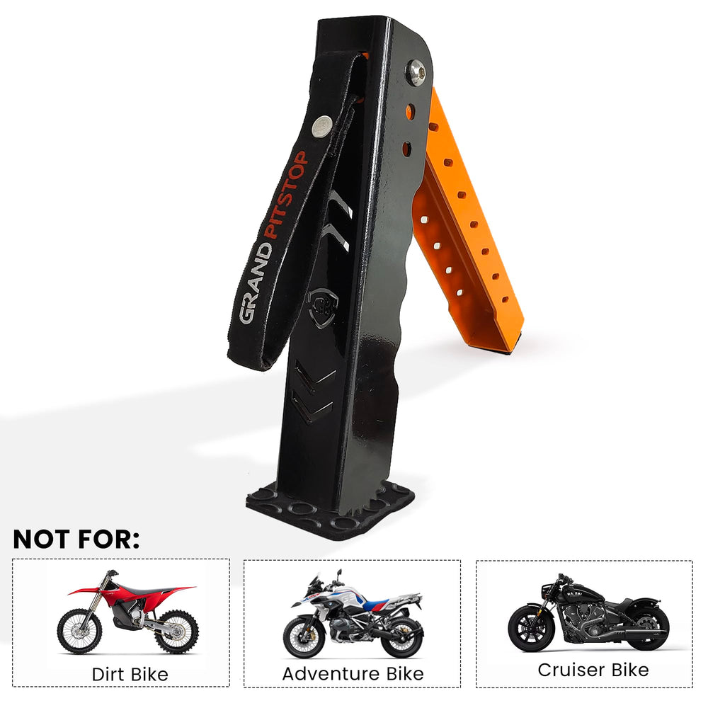 Grand Pitstop maintenance stand with adjustable height knobs for precise positioning