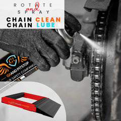 GRAND PITSTOP wheel roller stand chain lubrication setup; quick access.