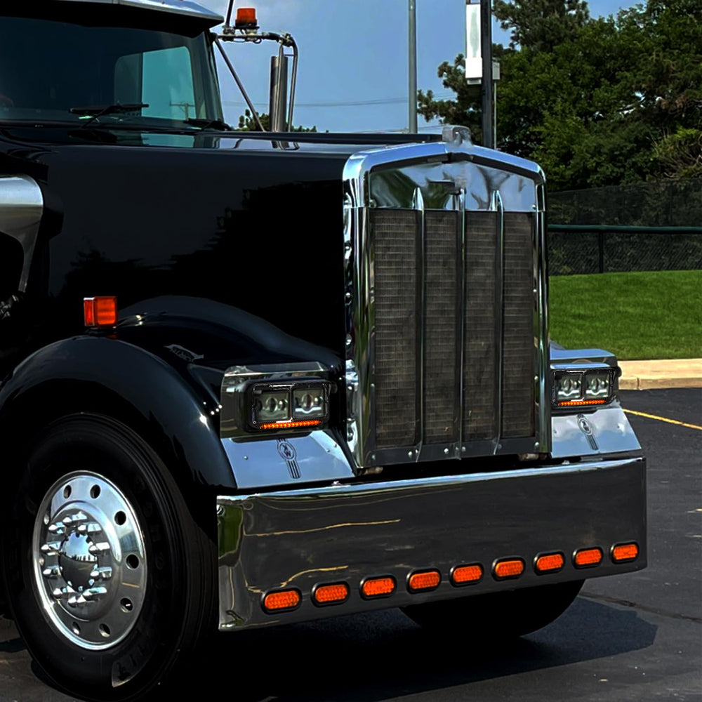 Grandroad Auto chrome bezel brings cohesive styling and added light protection for Western Star 4900 and Freightliner