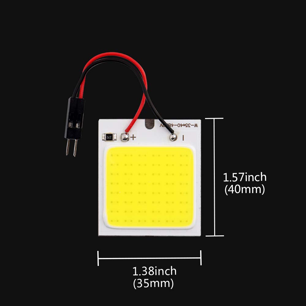 Grandview COB 48-SMD LED Festoon adapter supports flexible vehicle mounting.