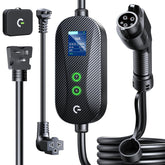 Grasside carbon fiber Level 1&2 charger front view with LCD display for real-time data.