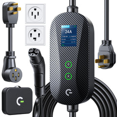 Grasside carbon fiber Level 2 Tesla charger front view shows a sleek home charging solution