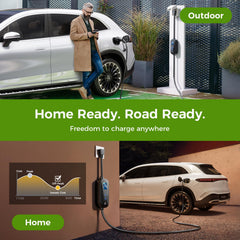 Grasside 16ft charging cable unfurled for flexible home or on road use.