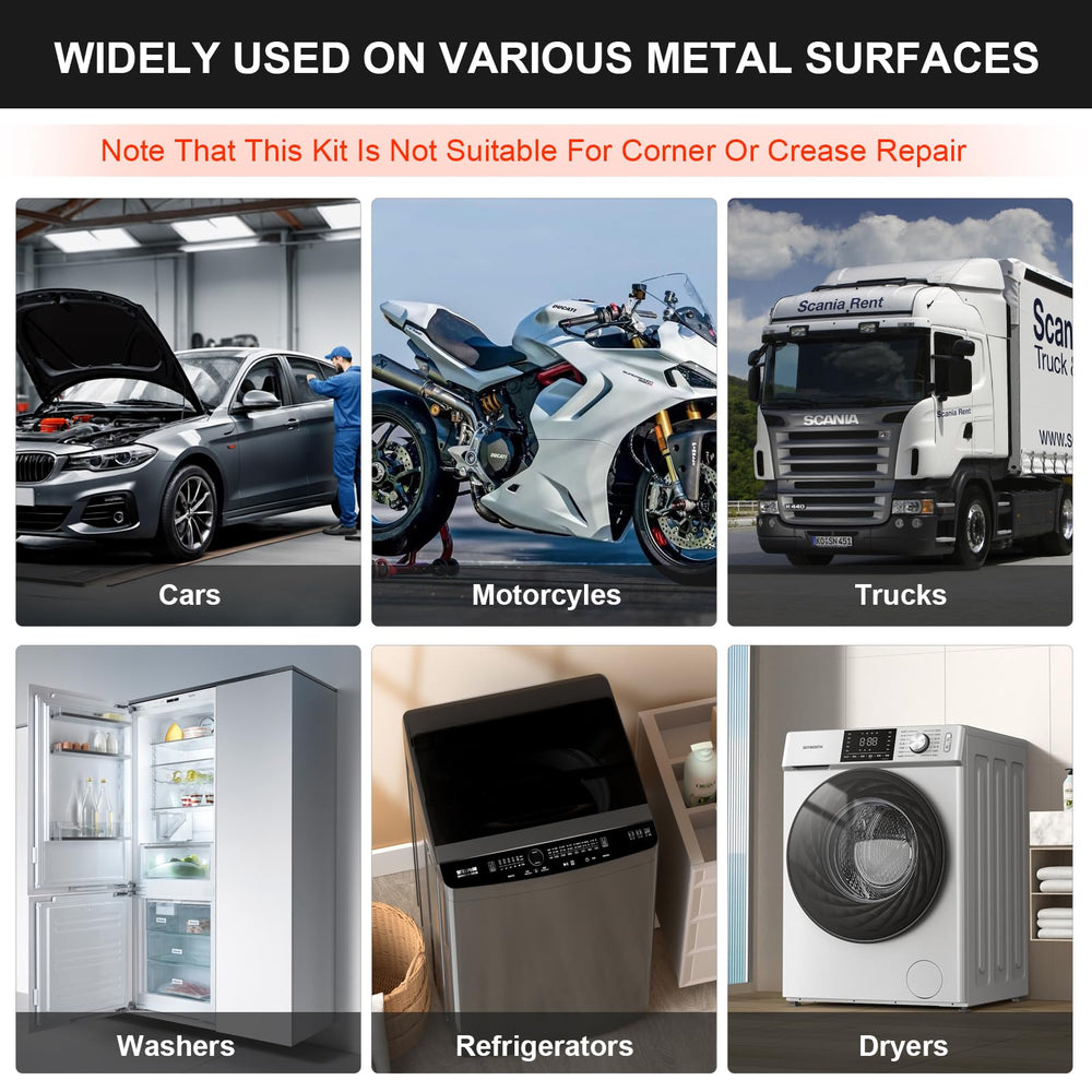 Green Point Home multi-surface dent kit works on metal surfaces and appliances
