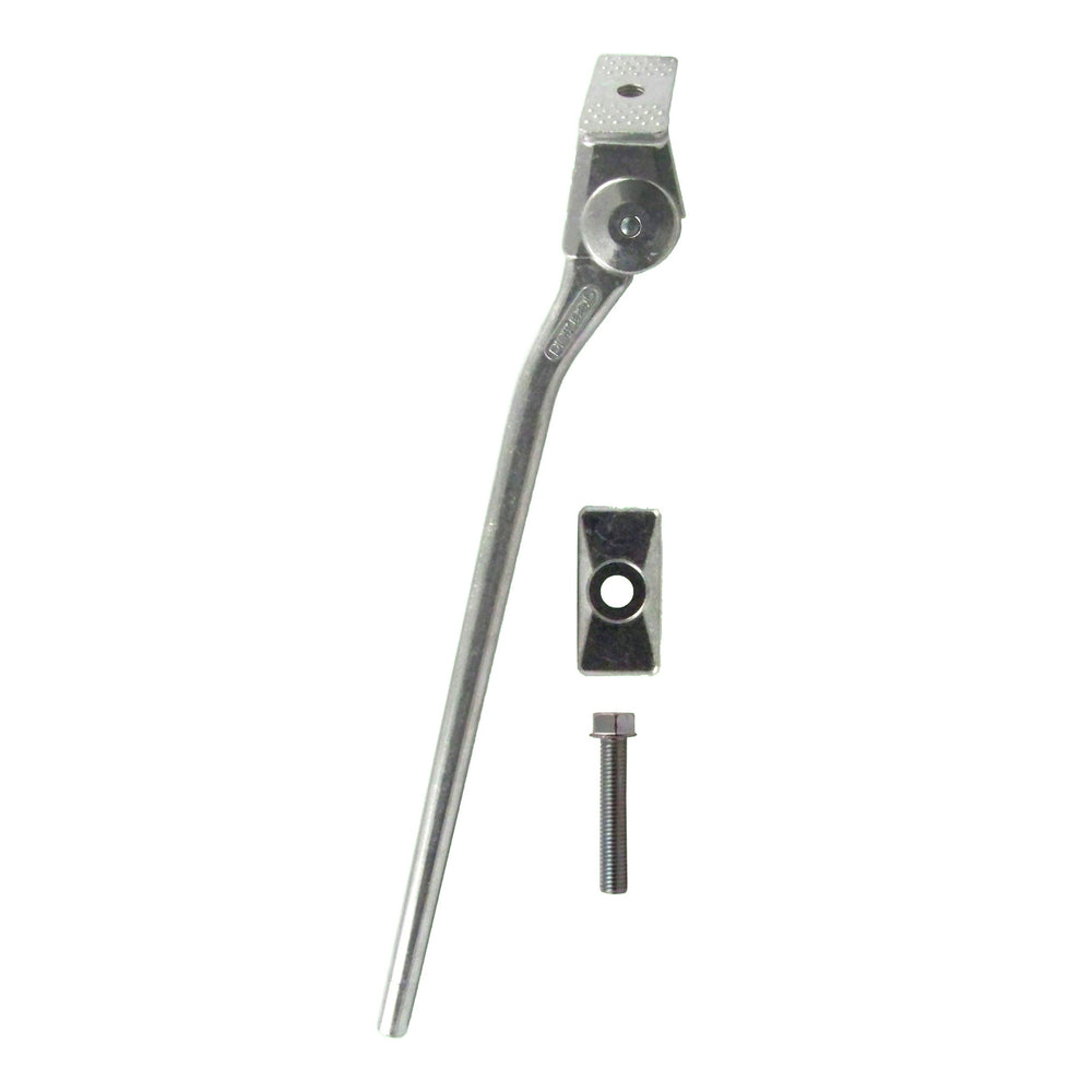 Greenfield KS2C kickstand in brushed aluminum, 285 mm for bikes under 22 inches, ideal for stable parking