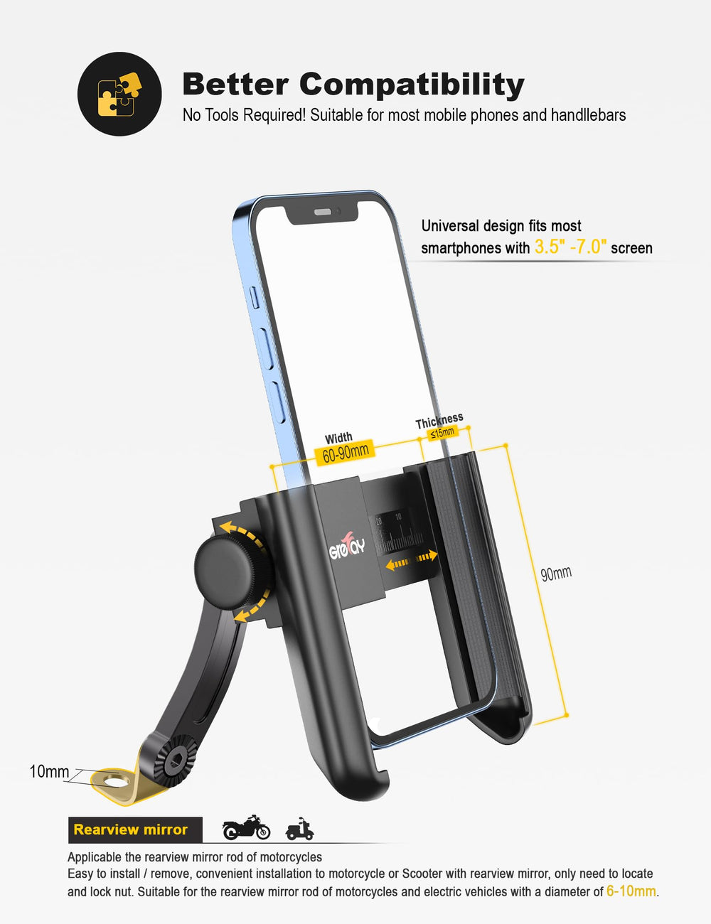 Grefay rubber pad protection keeps the phone safe from scratches during rides.