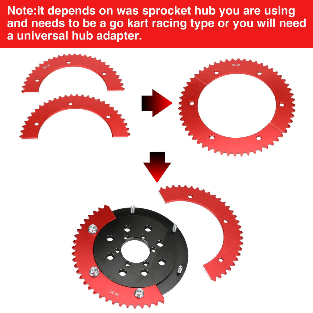 GREHUA split sprocket front view shows compact profile for easy mounting on go karts.