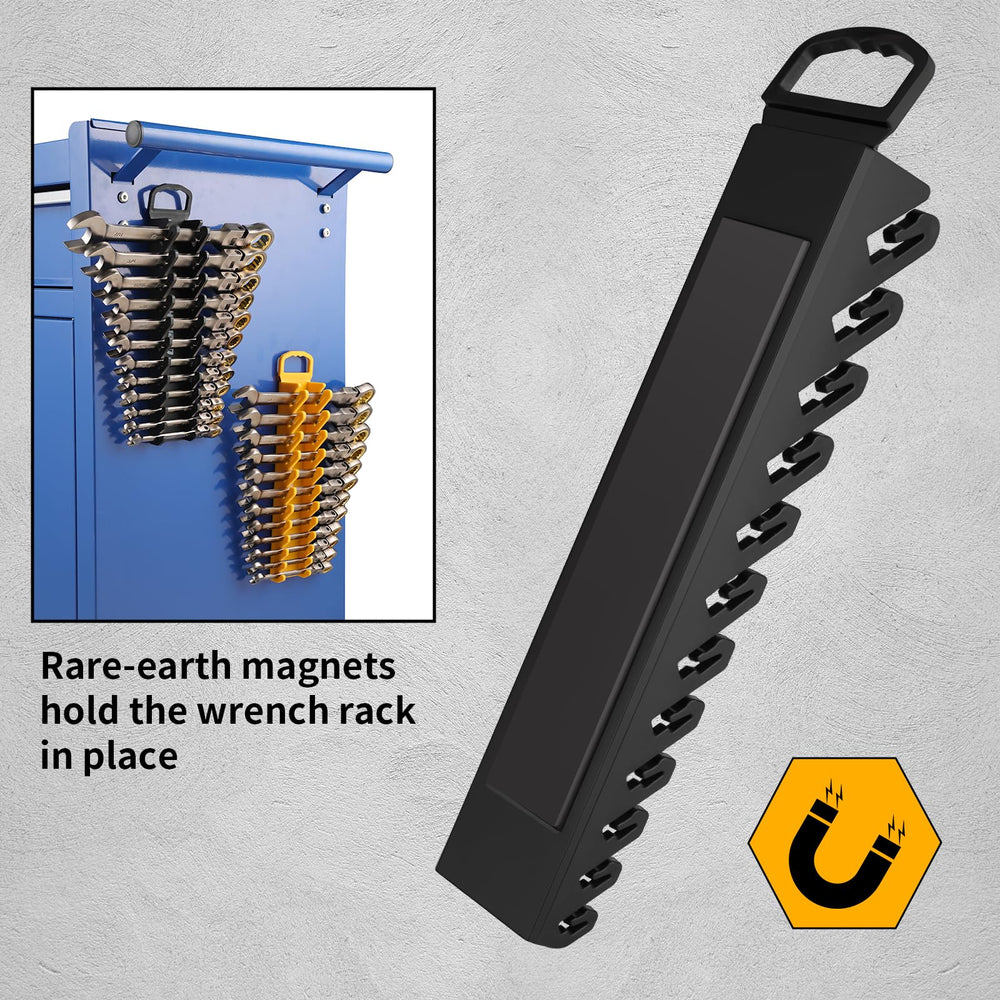 GRENPRO magnetic base keeps wrenches aligned during drawer movement.