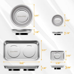GRENPRO square magnetic tray providing stable storage for parts.