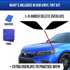 GRIDREADY Amber Delete headlight tint air-release channels reduce bubbles during install.