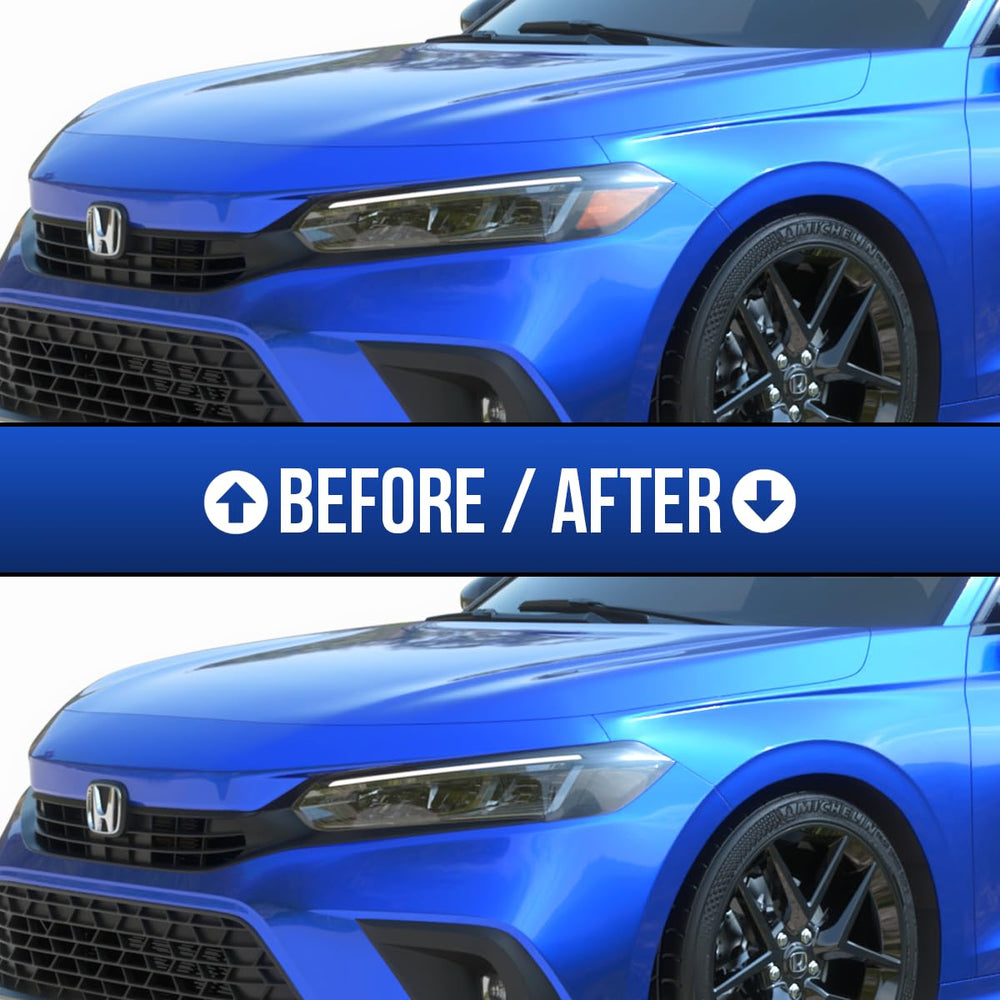 GRIDREADY Amber Delete headlight tint Civic application side view for precise fit.