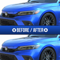 GRIDREADY Amber Delete headlight tint Civic application side view for precise fit.