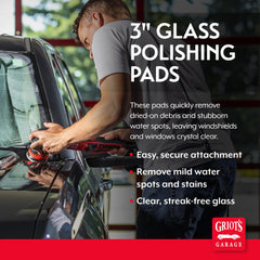 Griot's Garage 3-inch glass polishing pad, side view, gentle on curves.