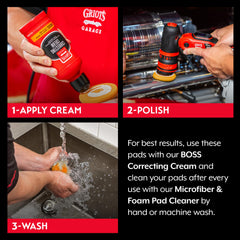 Griot's Garage Boss pad features thermo-set bonding for secure attachment.