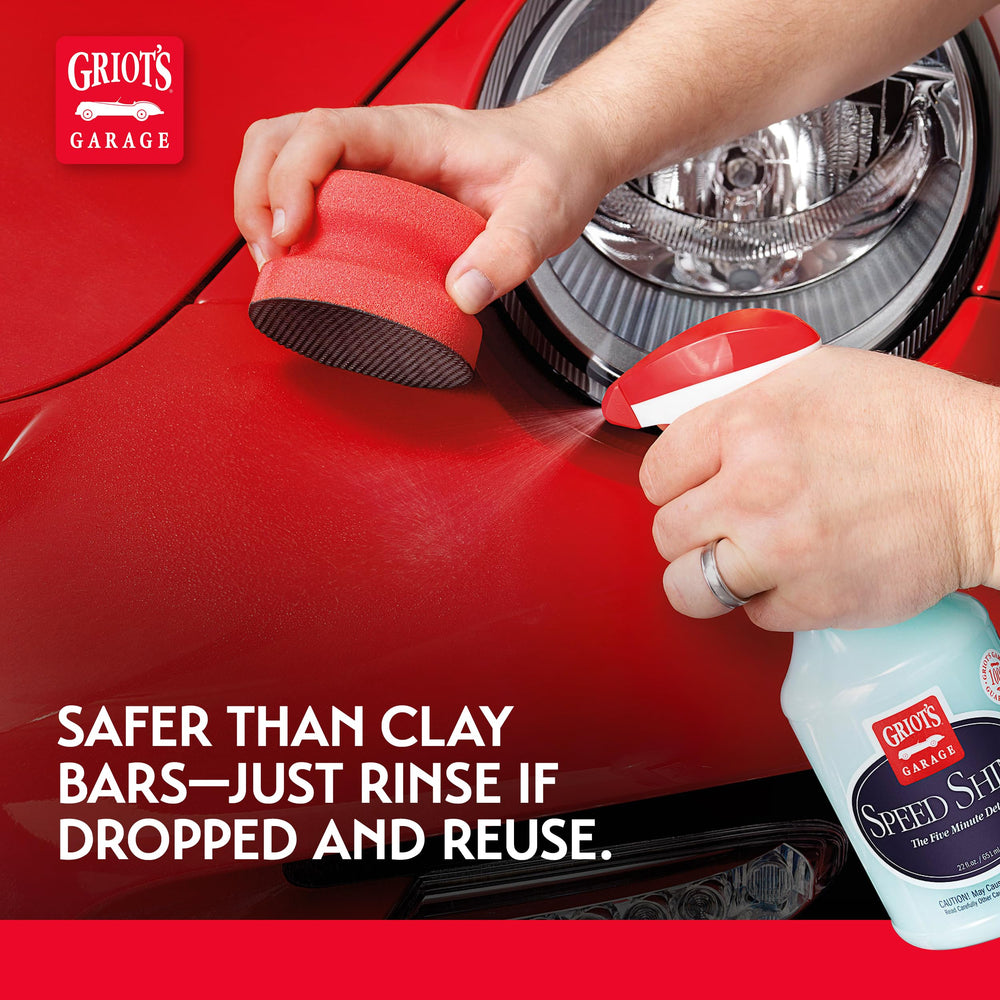 Griot's Garage synthetic clay pairs with car wash solutions for lubrication.