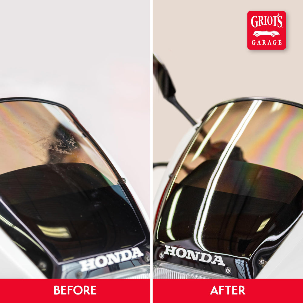 Convertible window plastic before and after treatment