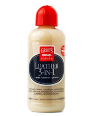 Griot's Garage Leather 3-in-1 bottle pour for easy one-step leather care.