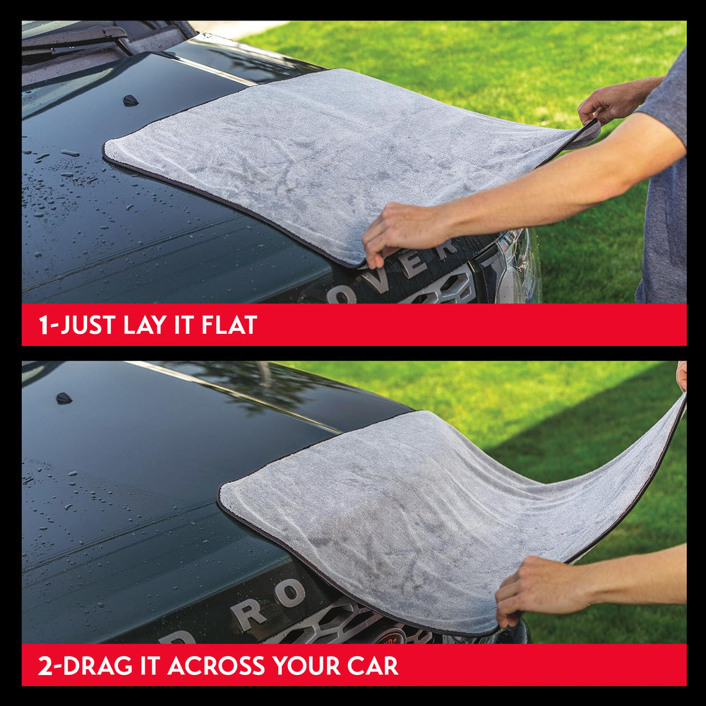 Easy-drag PFM Terry Weave Drying Towel glides across panels with less drag.