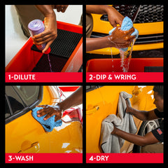 Griot's Garage rinseless spray application shows fast, no-rinse touch-ups on exterior.