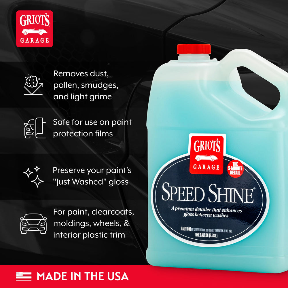 Speed Shine on wheels and trim enhances shine between washes.