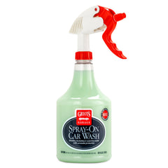 Griot's Garage Spray-On Car Wash bottle dispense for easy, hose-free cleaning without scrubbing.