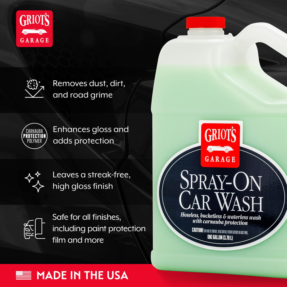 Griot's Garage Spray-On Car Wash gloss-protection effect with enhanced shine.