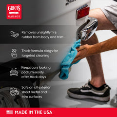 Griot's Garage Track Spray removes rubber residue from exterior surfaces.
