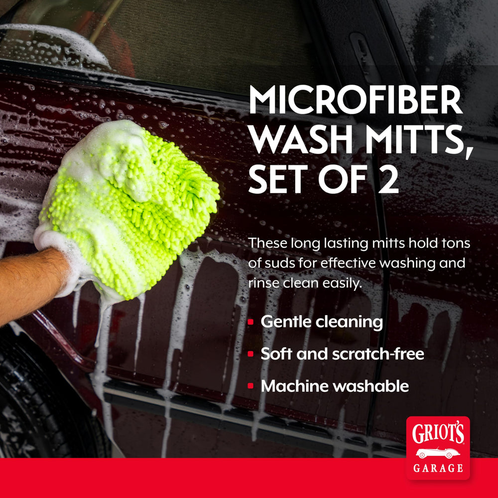 Two-tone mitts on car hood showing color-coded separation