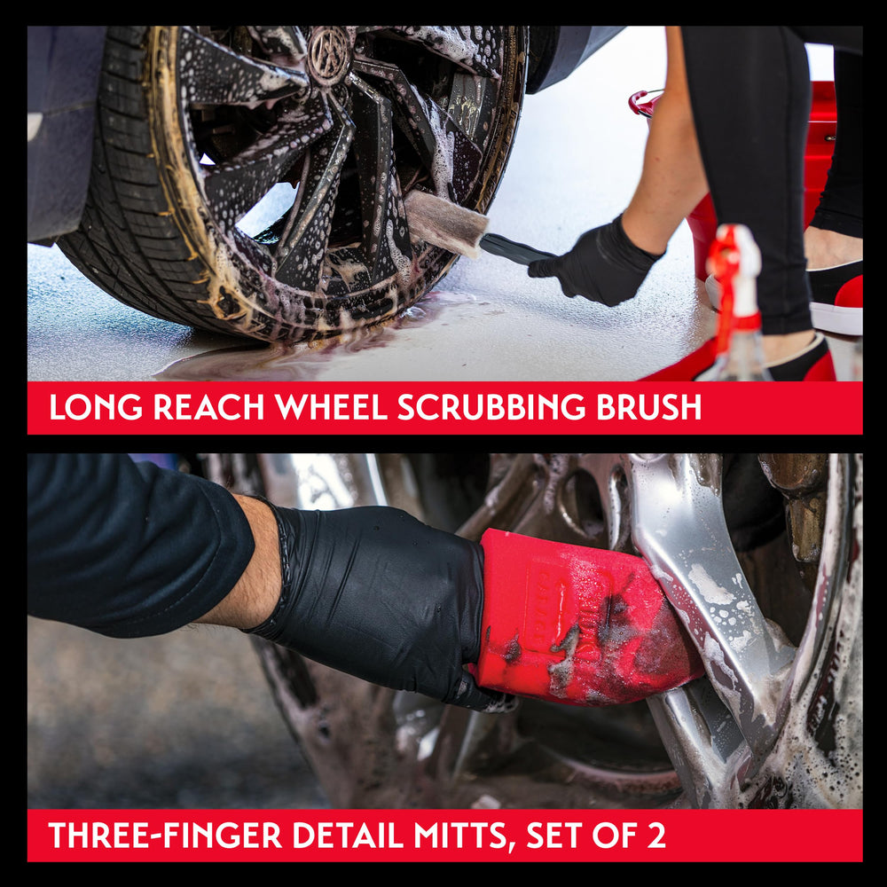 Griot's Garage wheel cleaning kit packaging highlights all included detailing tools