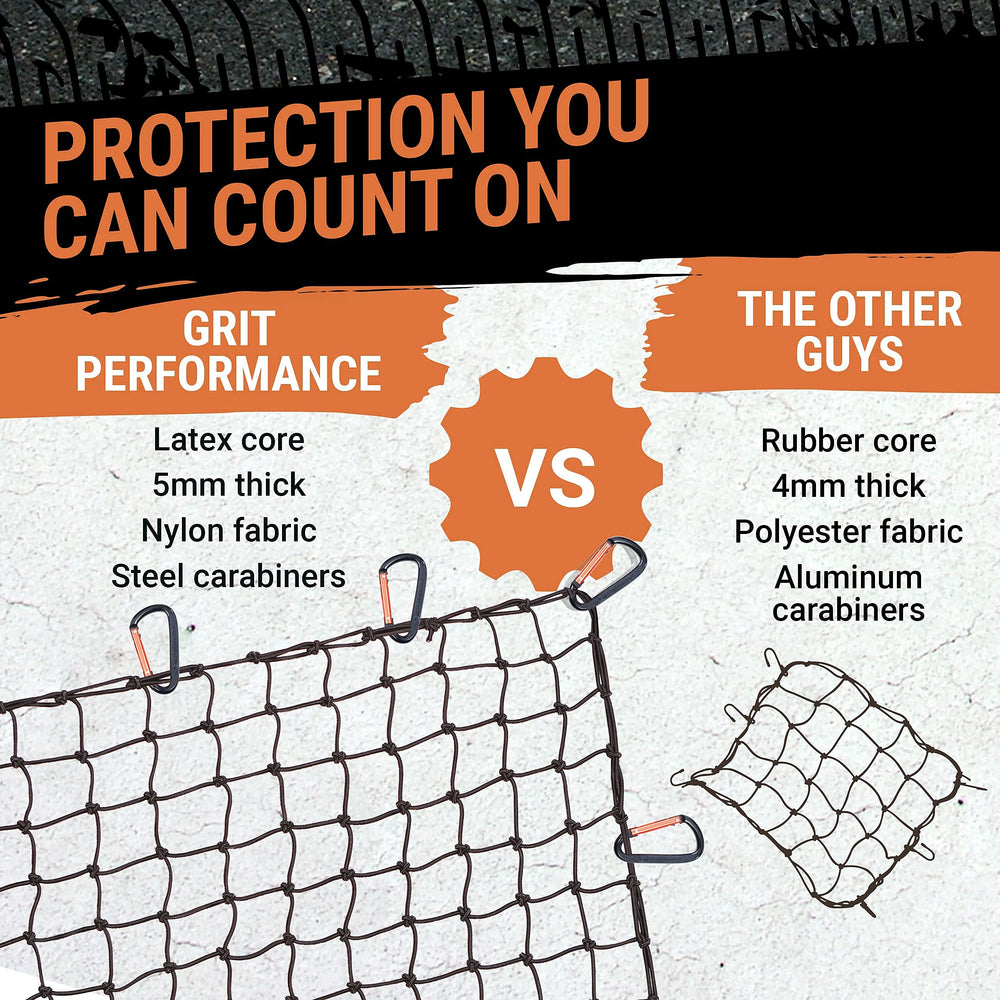 Grit Performance extendable cargo net expanding to 8x12 for larger loads