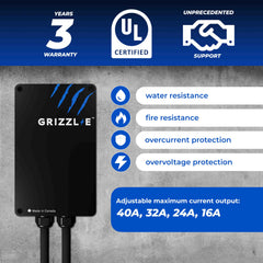 Grizzl-E Classic outdoor mount angle shows rugged IP67-rated protection.