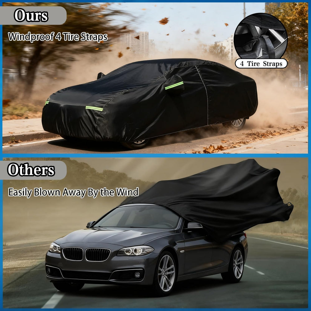 GrondNictory car cover with reflective strips for night visibility