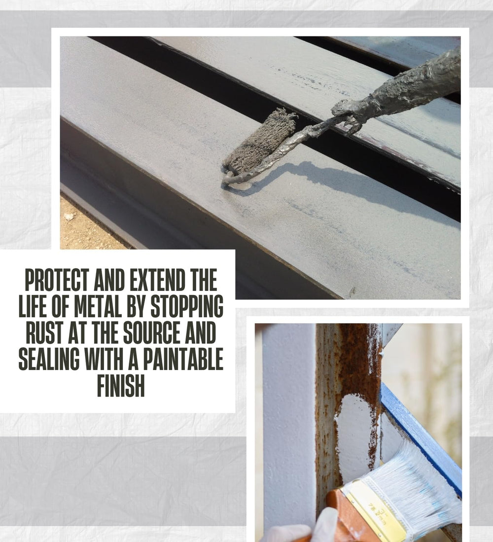 GROVE Ospho application methods show brush spray or roller on metal.