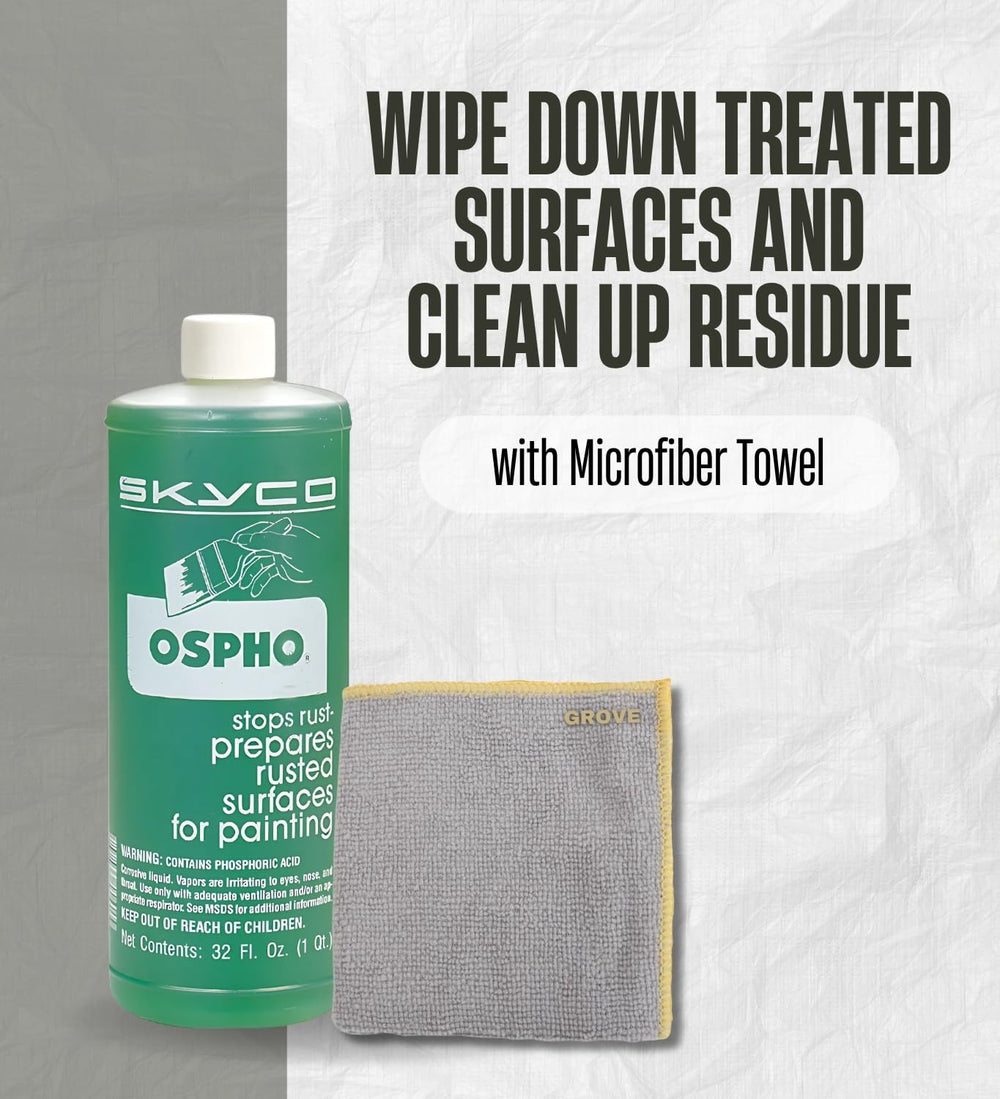 GROVE Ospho gift set packaging designed for garage or workshop metal prep.