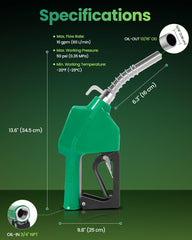 GRYVOZE 16 GPM flow nozzle enables faster, steady transfers during fueling.