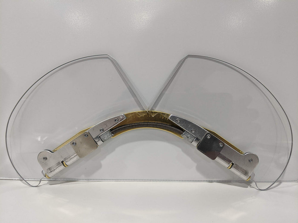 GSP Bourkes clear shields in use on a traditional fire helmet.