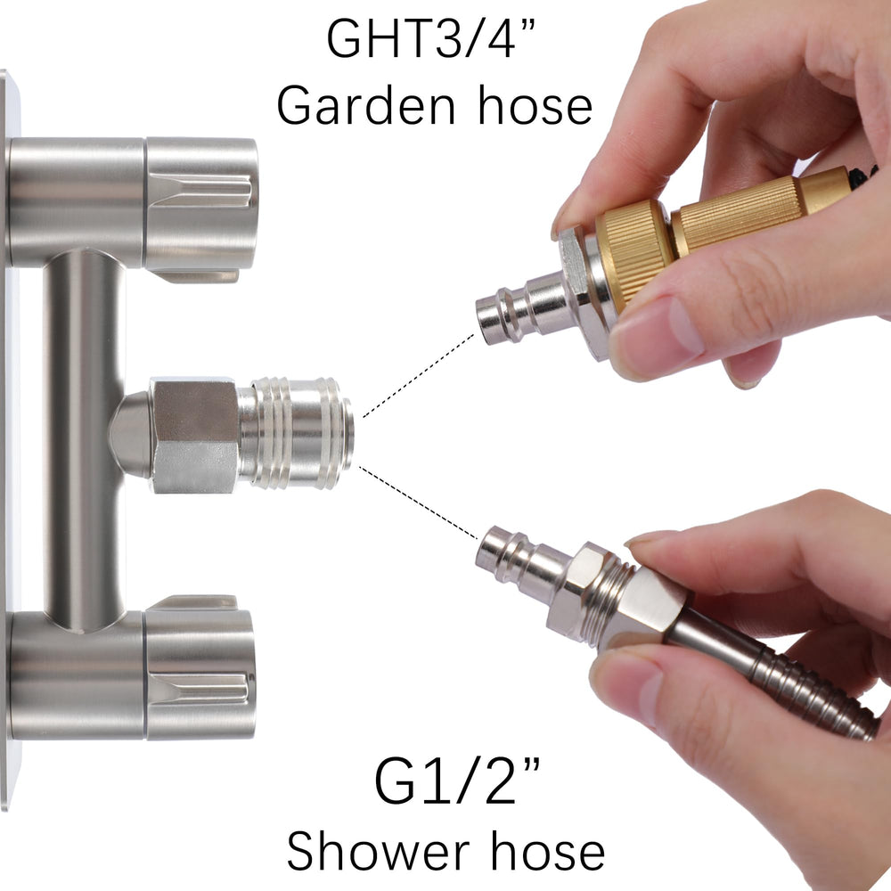 G-Sunny leak-free connection with half-inch and garden hose adapters simplifies outdoor setups.
