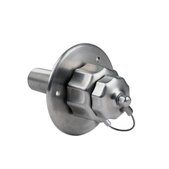 G-Sunny RV city water inlet shows metal dust cap to keep water clean.