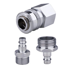 G-Sunny RV exterior quick connector kit in chrome for seamless outdoor water connections.