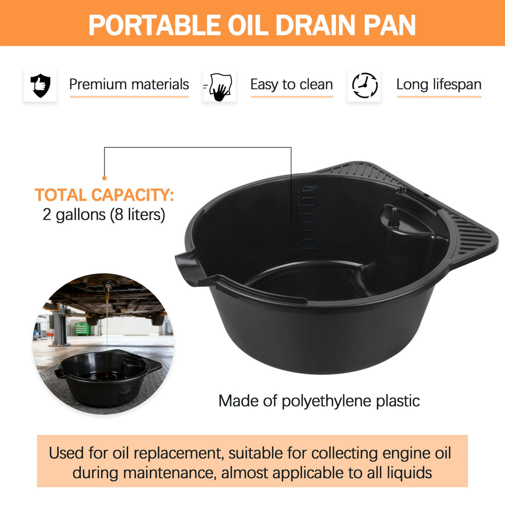 Gteana oil drain pan with a stable wide base for steady use on uneven ground.