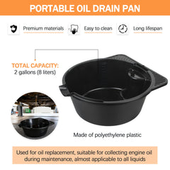 Gteana oil drain pan with a stable wide base for steady use on uneven ground.