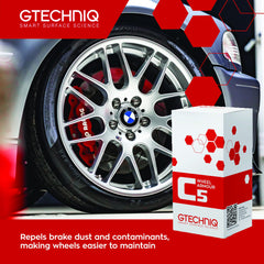 Gtechniq C5 Wheel Armour finish beads water on wheel after application