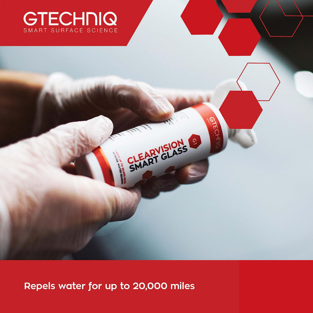 Gtechniq G1 invisible bond to glass enhances long-lasting performance.