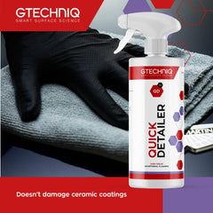 Gtechniq Quick Detailer on car body surface for slick shine