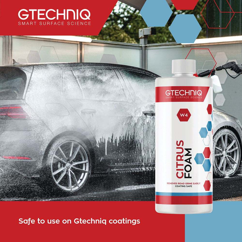 Gtechniq W4 Citrus Foam Shampoo spreads evenly across panels.