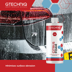 Close-up of rich foam from Gtechniq W4 demonstrates effective grime lifting.