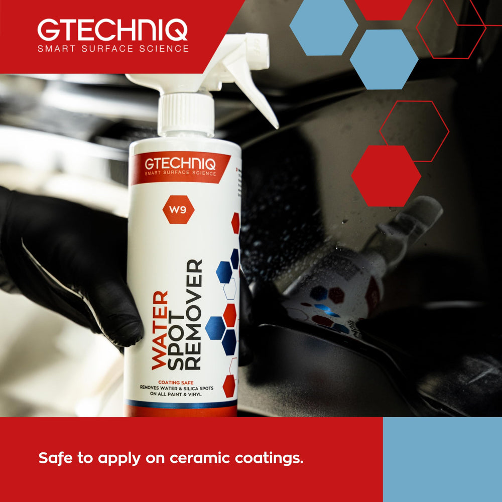 Gtechniq W9 finished glossy car surface after treatment.