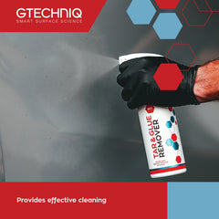 Gtechniq W7 tar and glue remover on paintwork for residue cleansing